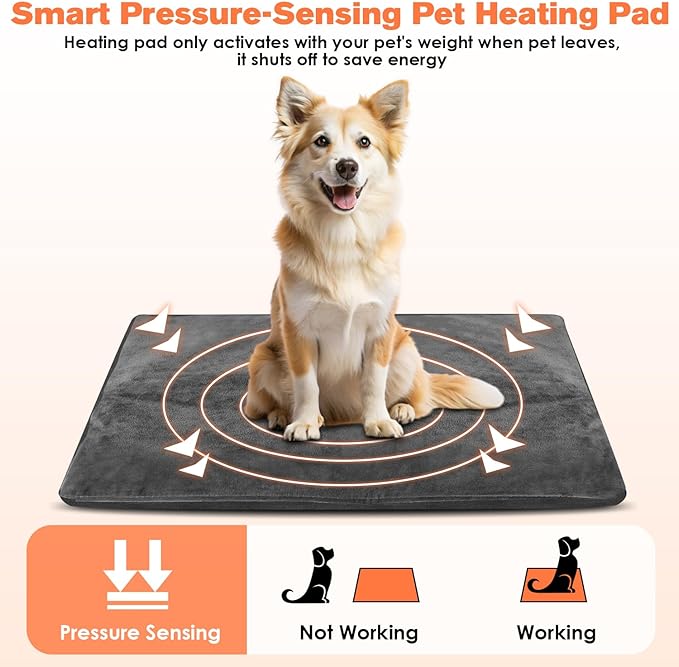 ENJOY PET Heating Pad, X-Large 35.4x23.6in, 12 Level Temperature for Cats Dogs, Indoor Pet Bed Mat with Iron Chew Resistant Pipe, Long-Time Working, Auto Power Off