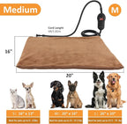 Upgraded Pet Heating Pad, 5 Adjustable Temperature & Timer, Electric Heated Dog Cat Bed for Winter, Auto Power-Off, Waterproof Chew-Resistant (M:20'' x 16'')