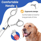 10inch Curved Dog Grooming Scissors Professional, Japanese VG10 Steel Sharp Dog Scissors for Grooming, 30 Degree Bend, Pet Trimming Shears for Dogs Cats Face Paws, Safety Ergonomic with CNC Screw