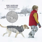 FUAMEY Dog Coat for Small Dogs,Waterproof Dog Winter Jacket with Harness Built in Puppy Cold Weather Coats Reflective Pet Vest with Zipper Warm Fleece Dogs Snowsuit Windproof Checkerboard XS