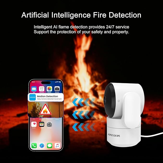 2K Pan-Tilt Indoor Security Camera, 360° Pet/Dog Monitoring, Motion Tracking, Night Vision, 2-Way Audio, Motion Alerts, Compatible with Alexa & Google Assistant (2.4GHz & 5GHz)