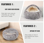 Calming Dog Beds & Cat Cave Bed with Hooded Cover,Washable Round Beds for Small Medium Pets,Anti-Slip Faux Fur Fluffy Coved Bed,Comfortable Warming Pet Bed (20 * 20inch,Khaki)