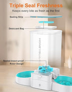 HoneyGuaridan 5L Automatic Cat Feeder for Two Cats, 2.4G WiFi Enabled Smart Feed Pet Feeder with Slow Feeder Bowl,APP Control Dispenser, Dual Power Supply,Desiccant Bag,10s Meal Call White