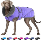 Dogcheer Dog Coat, Christmas Dog Jacket Waterproof Puppy Winter Coat for Cold Weather, Reflective Pet Snow Jacket Warm Turtleneck Fleece Sweater for Small Medium Large Dogs - Taro Purple, 3XL
