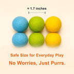 100% Wool Felt Cat Toy Balls – 6-Pack, 3 Colors – Natural, Durable & Safe Size for Kittens and Cats