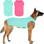 2 Pack Dog Shirts, Quick Dry Breathable Dog Clothes Pet Sleeveless Vest, Lightweight Stretchy Tank Top T-Shirts for Large Dogs, Rose Red+Lake Blue (2XL)