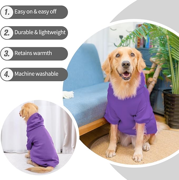 BINGPET Dog Hoodies - Fleece Lined Fall Dog Puppy Sweatshirt Soft Warm Sweater Winter Hooded Clothes for Small Medium Large Dogs & Cats