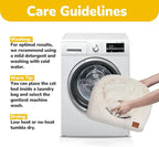 CATISM Cat Bed, Cat Cave for Indoor Cats, Soft Cat Dome, Self-Warming 2 in 1 Foldable Pet Cat House with Washable Cushioned Pillow Calming Fluffy Dog Beds for Small Dogs with Anti-Slip Bottom White