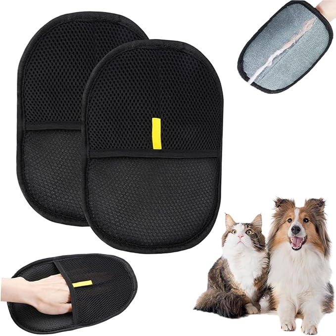 Pet Hair Remover Glove for Cats & Dogs, 2PC Electrostatic Pet Hair Remover Glove, Cat Grooming Gloves for Hair Removal, Grooming Clothes, Sofas