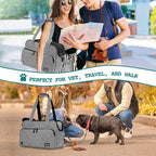PetAmi Small Dog Purse Carrier, Soft-Sided Pet Carrier Bag with Pockets, Portable Puppy Cat Travel Handbag Tote, Airline Approved Breathable Mesh, Poop Bag Dispenser, Sherpa Bed, Max 18 lbs, Gray