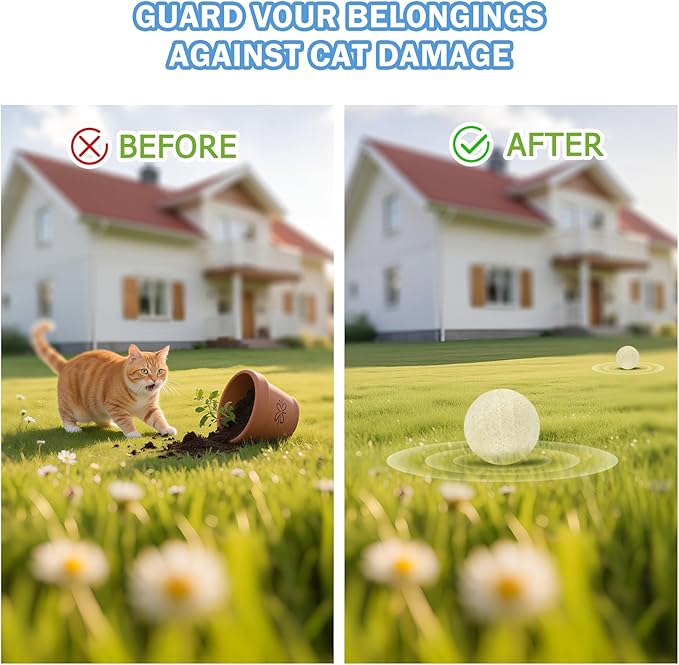 10Pack Cat Repellent Outdoor & Indoor: Natural Cat Deterrent Essential Oils Ball-Natural Extract Essential Oil, Anti Cat Scratch for Furniture, Keep Cats Off Yard Garden Lawn Plants Trash Can (10Pack)