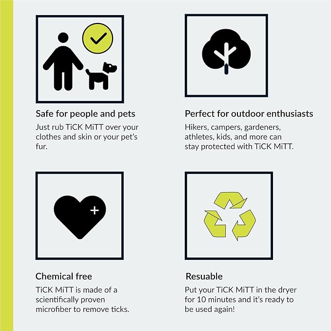 TiCK MiTT Pink Tick Removal Glove for Pets & People: Gently Remove Ticks with Ease - Chemical-Free, Durable, Portable Tick Management Tool for Outdoor Adventures & Everyday Use