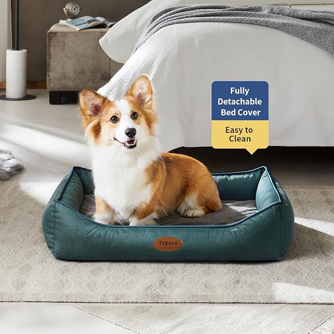 Orthopedic Dog Beds for Medium Dogs, Durable Egg Crate Foam Sofa Dog Bed wit Washable Removable Cover,Waterproof Lining,Pet Bed for Large Dogs (Olive Green, 31.5" L x 25.2" W x 7" Th)