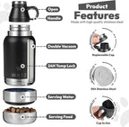 Stainless Steel Insulated Water Bottle with 2 Removable Water Bowls for Dogs – Leak-Proof Eco-Friendly Portable Dog Water Bottle - Travel Accessories for Dogs - 32oz - Black