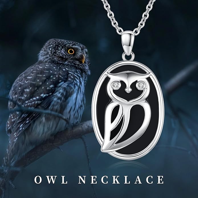 Black Cat/Fox/Owl/Panda/Butterfly/Cat/Dog Paw Print/Mushroom for Women Sterling Silver Animal Pendant Necklace Jewelry Christmas Birthday Gifts for Couples Sisters