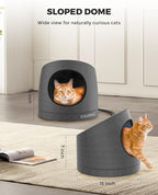 Courpal® Heated Cat Cave Bed for Indoor Cats - Surround Heating Enclosed Round Cat Dome with Adjustable Heating & Timing - Large Warm Cat Hut with FauxFur Lining for Winter Sleep - Up to 18 Lbs