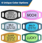 GoTags Silicone Slide On Pet ID Tag, Personalized Engraved Colorful Collar Slide Dog Tag Nameplate for Pets, No Noise Quiet Dog Tags Small Medium Large in 5 Colors