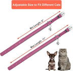 OOPSDOGGY Rolled Leather Cat Collar with Bell, Reflective Kitten Collars with Buckle Include Safety Elastic Strap - Adjustable Small Pet Collars for Boy Girl Cats (Fucsia)