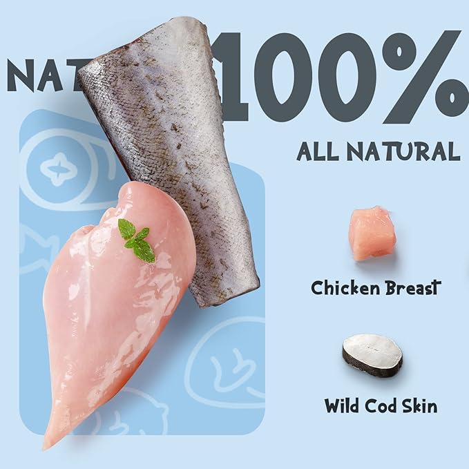 ASMPET Dog Treats Chews, Chicken Wrapped Cod Skin Sticks, Rawhide Free Cod Skin Treats for Dogs, 10.6 oz