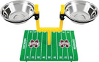 NCAA Mississippi State Bulldogs Goalpost Football Field Dog Feeder – Adjustable Elevated Dog Bowls with Stand, 2 Stainless Steel Bowls, Non-Slip Rubber Feet, Raised Pet Feeder for Large & Small Dogs