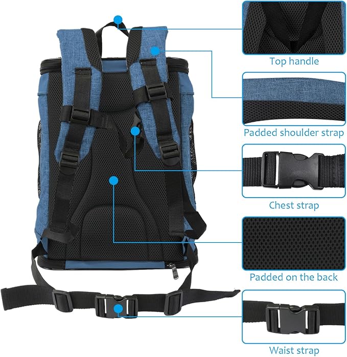 Kritter Planet Pet Carrier Backpack for Cats Dogs, Breathable Pet Backpack with 4 Mesh Window, Portable Pet Carrier for Camping