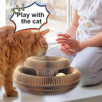 Kitty Curls Cat Scratcher,Magic Organ Cat Toy,Cat Scratcher for Grinding Claw Cardboard Cat Toys,Interactive Scratch Pad with Toy Ball