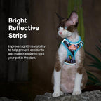 Cat Harness and Leash Set, Step-in Escape Proof Adjustable Vest Harness for Small Medium Large Cats, Lightweight Soft Breathable Reflective Kitten Harness for Walking Travel, Camping(Blue, XS)