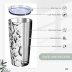Dujiea 20oz Tumbler With Lid And Straw, Snakeskin Vacuum Insulated Iced Coffee Mug Reusable Travel Cup Stainless Steel Water Bottle