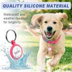 Dog Tags Personalized,QR Code Smart Pet ID Name Tag,Instant Location Alerts,Easy Online Profile Updates,No Fees,No Apps, Anti-Lost, Waterproof Silicone Dog Cat Tag for Small, Medium, Large Dogs(Pink)