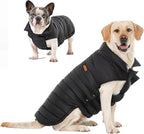 SPACE LION Puffer Jacket, Down Winter Coat, Waterproof, Windproof, Lightweight Jacket, Adjustable Fit for Small to Large Dogs (Black, 2XL)