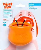 West Paw Zogoflex Toppl Treat Dispensing Dog Toy Puzzle – Interactive Chew Toys for Dogs – Dog Toy for Moderate Chewers, Fetch, Catch – Holds Kibble, Treats, Small 3", Tangerine