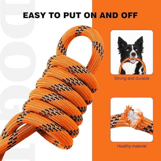 lynxking Slip Lead Dog Leash Reflective, Heavy Duty Comfortable Strong Rope for Large Medium Small Dogs No Pull Pet Training (Orange, Small 3/8in x 6ft-Slip Lead)