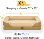 Orthopedic XL Large Dog Bed - Removable Bolster & Waterproof Washable Cover for Pet Extra Large Bed with Foam Support Non-Slip Bottom Dog Beds