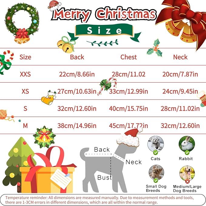 Dog Sweater Dress, Puppy Sweaters for Small Dogs Girl Winter Pet Clothes Outfit for Chihuahua Yorkie Teacup Cold Weather Red Plaid Cat Apparel Clothes (Small, Red)