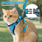 PUPTECK Cat Harness and Leash Set Escape Proof Reflective Cat Walking Harness Adjustable Soft Breathable Mesh Vest for Small Pets, Blue, S