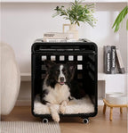 Acrylic Transparent Dog Box, Durable Dog Bed with Movable Panel and Modular Design - Safe, Fashionable and Convenient (Black, Semi-Transparent(26.2" L x 20" W x 23.4" H))
