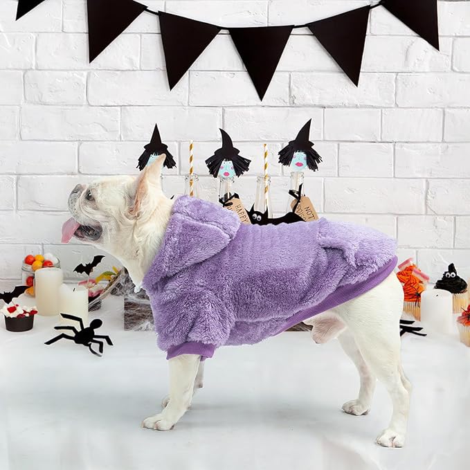 SCENEREAL Fleece Dog Sweater Hoodie for Small Medium Large Dogs, Fuzzy Warm Dog Sweatshirt with Pocket, Girl Boy Dog Clothes for Winter/Fall, Designer Cute Male/Female Dog Clothes with Leash Hole