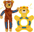 Dog Toys to Keep Them Busy, Plush Tug of War Interactive Rope Dog Toys, Squeaky Chew Toys for Small Medium Large Dogs