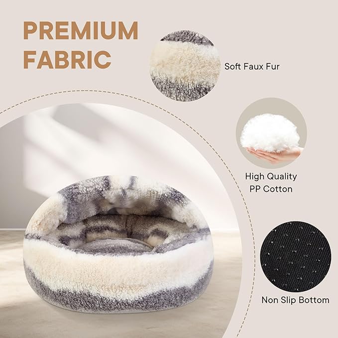 Dog Beds for Small Dogs, Cat Bed Cave, Washable Cute Cat Bed, Cozy Nook Pet Bed for Dogs or Cats, Anti-Slip Puppy Bed Fits up to 5 lbs Pets(Dark Gray Texture, 16" x 16")