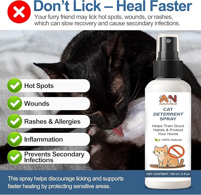 Cat Deterrent Spray – 5 fl.oz / 150ml Indoor & Outdoor Anti-Scratch Training Aid for Cats and Kittens – Non-Toxic Formula with Botanical Extracts – Furniture Protection Spray