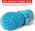 QUMY Dog Shoes for Large Dogs, Medium Dog Boots & Paw Protectors for Winter Snowy Day, Summer Hot Pavement, Waterproof in Rainy Weather, Outdoor Walking, Indoor Hardfloors Anti Slip Sole Blue 8