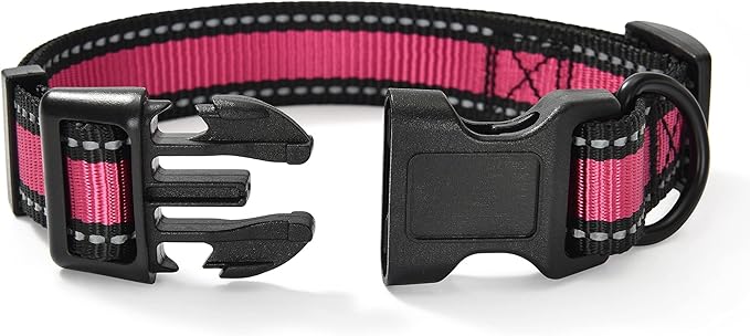 Mile High Life Dog Collar | Nylon Reflective Dog Collars | Light Weight Puppy Collars | Pink Dog Collars for Small Dogs (Pink, Small)