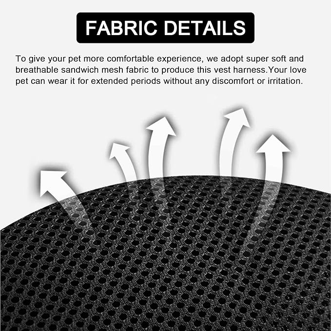 Cat Harness and Leash Set: Upgraded Escape Proof Vest with Lead for Large Cat Small Dog Puppy Walking, Soft Jacket Reflective Strips, Black (S)