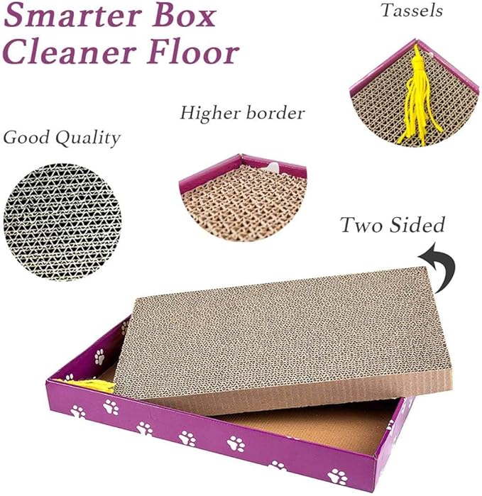 PEEKAB Cat Scratcher Cardboard Wide Scratching Board Reversible Corrugate Cat Scratch Pad with Box Catnip Included Large 3PCS