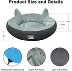 Heated Cat Bed for Indoor Cats, Round Indoor Heated Pet Bed with Timer & Temp Adjustable, 19" Donut Cat Heated Bed Cozy Electric Pet Heating Pad with Chew Resistant Cord for Kitten Cat.