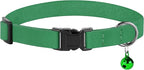 Breakaway Cat Collar Leather with Removable Bell - 13 Colors Available - Soft Adjustable Girl Boy Safety Lightweight Pet Kitten Collars Pink Brown Blue Green Red Orange Black (Green)