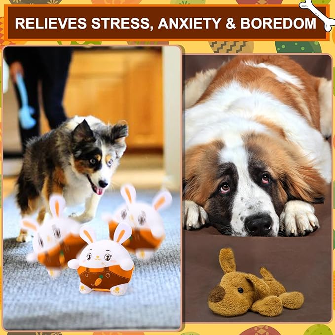 BABORUI Interactive Dog Toys Bunny, Jumping Squeaky Easter Dog Toys with Recording and Music Modes, Rechargeable Moving Dog Easter Rabbit Toys for Small/Medium/Large Dogs to Keep Them Busy(Bunny)