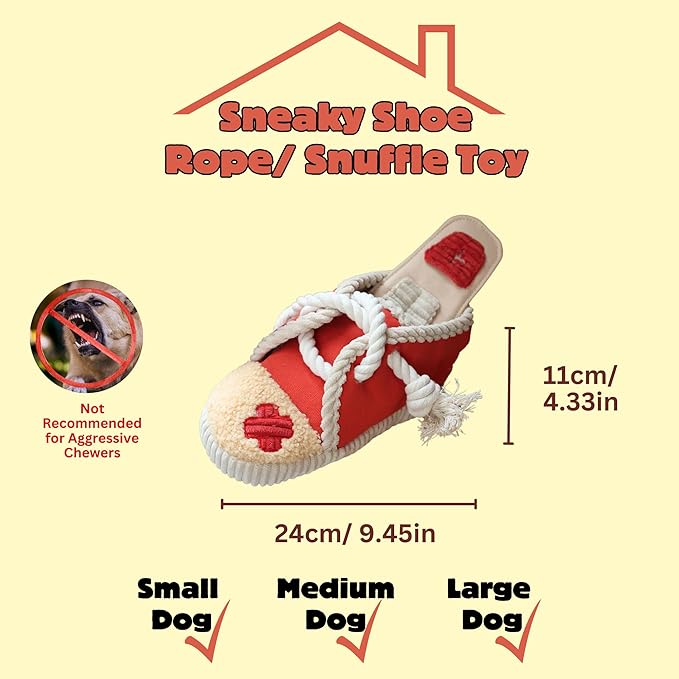 2 Pack No Stuffing Squeaky Dog Toys for Small, Medium and Large Dogs - Interactive Tug of War Puppy Chew Snuffle Toy, Dog Birthday for Dog Presents - Shoe