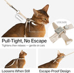 Escape Proof Cat Harness Anti-Choke Quick Release Adjustable QR Code Soft Nylon Durable Lightweight Figure 8 Cat Harness Anti Escape for Kitten Small Medium Large Cats (Linen, S)