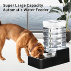 RIZZARI Stainless Steel Pet Water Feeder: 8L Automatic Leak-Proof Gravity Dispenser for Cats Dogs Indoor Outdoor Use（Black Without Filter,8L）